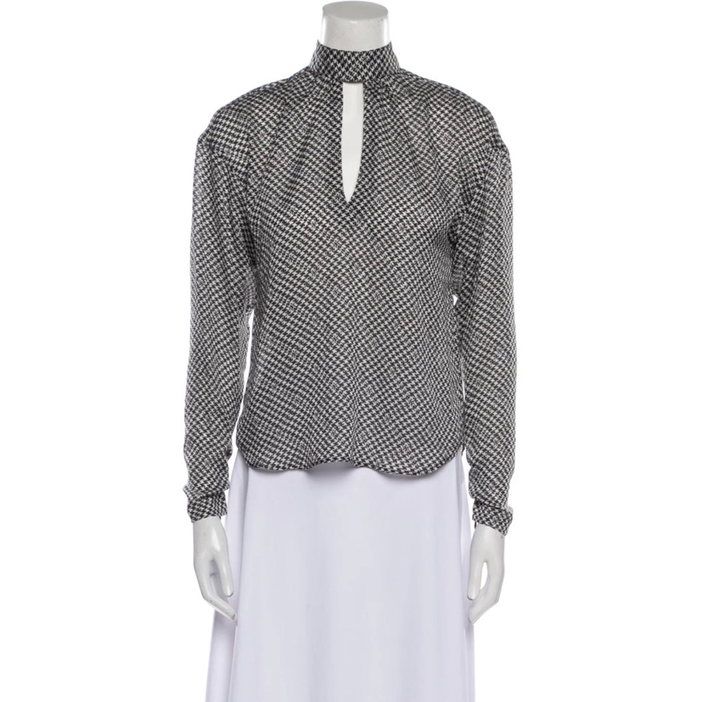 Joie Deianira Houndstooth Keyhole Blouse - Size Small